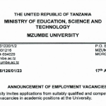 Nafasi Mpya Za Kazi Kutoka Chuo Kikuu cha Mzumbe Agosti 2024