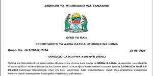 Tangazo La Kuitwa Kwenye Usahili Kada Ya Afya Septemba 2024