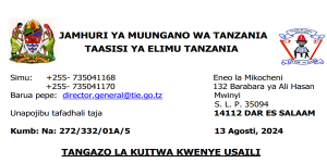 Tangazo La Kuitwa Kwenye Usaili Agosti 2024