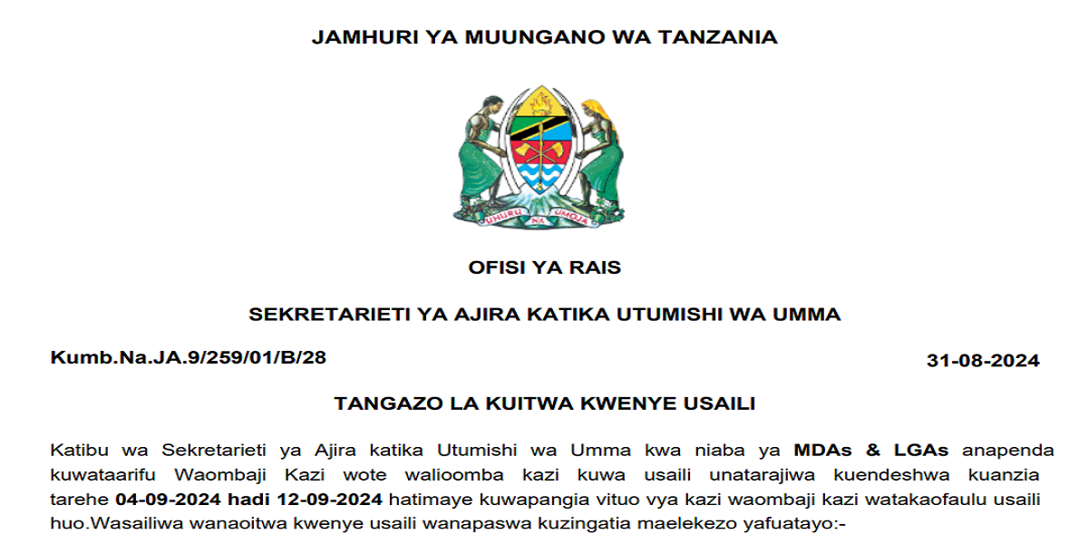 Tangazo La Kuitwa Kwenye Usaili Kada Za Afya Majina Ya Nyongeza Septemba 2024