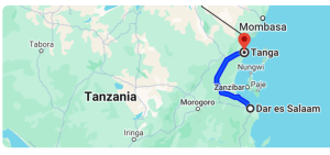 Ramani ya Dar es Salaam Kwenda Tanga