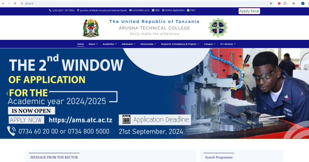 Ada, Fomu, Kozi na Sifa za Kujiunga na Chuo Cha Arusha Technical College