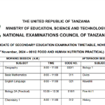 Ratiba ya mtihani wa Taifa kidato cha nne 2024/2025