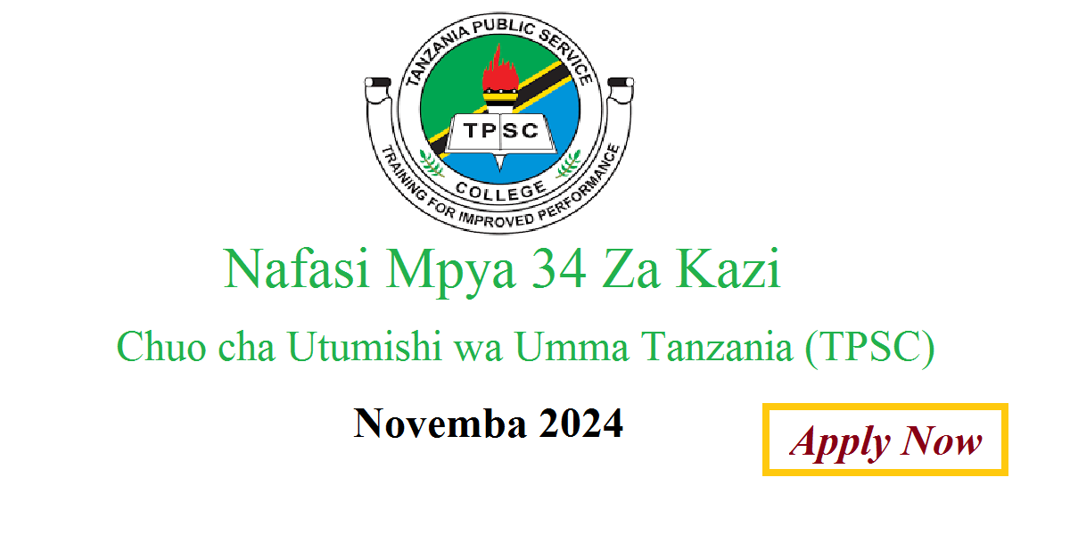Nafasi Mpya 34 Za Kazi Chuo cha Utumishi wa Umma Tanzania (TPSC) Novemba 2024