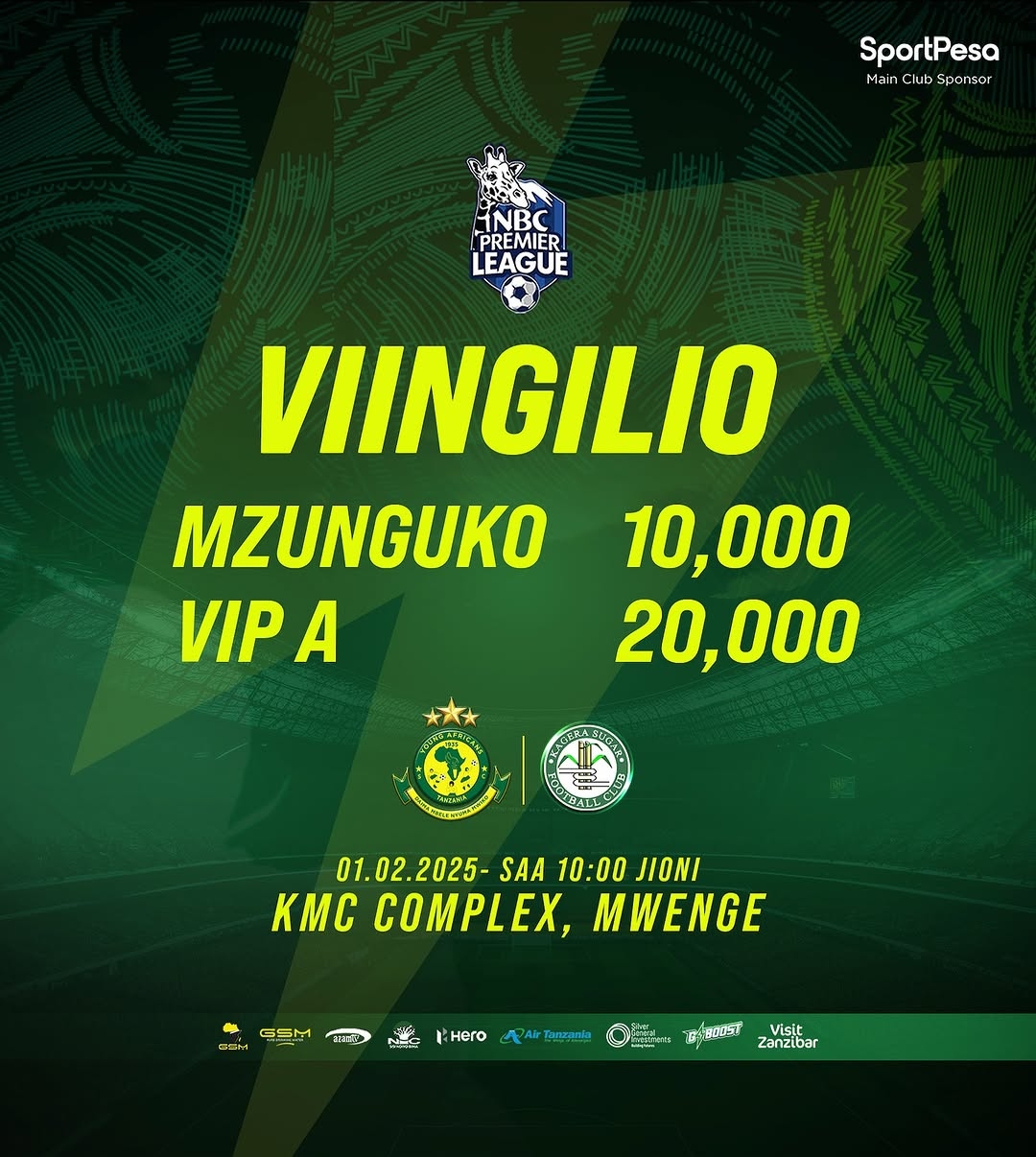 Viingilio Mechi ya Yanga vs Kagera Suger 01 February 2025