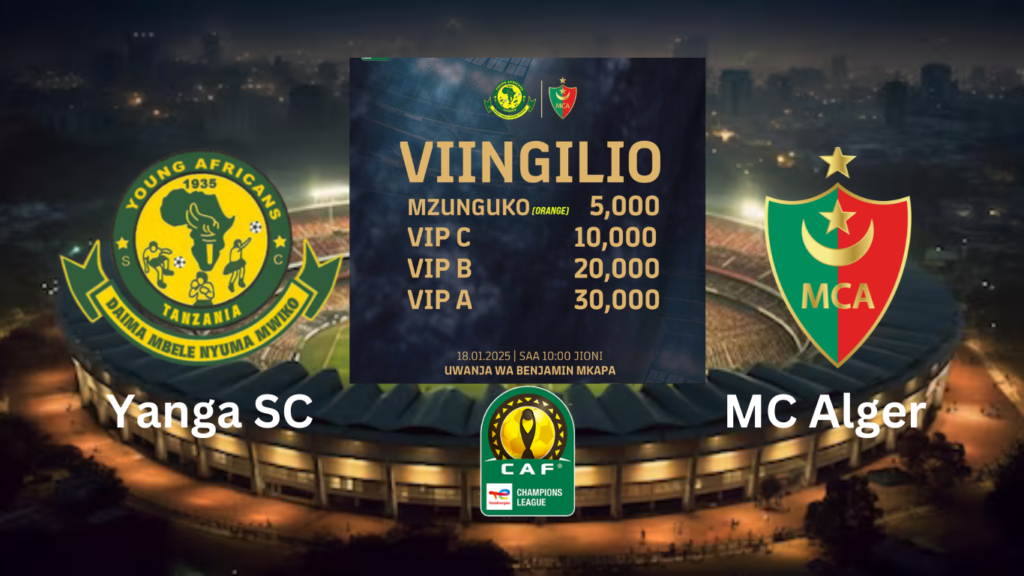 VIINGILIO Mechi ya Yanga vs MC Alger 18 January 2025