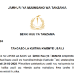 Tangazo La Kuitwa Kwenye Usaili Benki Kuu Ya Tanzania Majina Ya Nyongeza February 2025