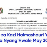 Nafasi 6 za Kazi Halmashauri Ya Wilaya Ya Nyang`Hwale May 2025