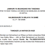 Nafasi za Kazi Kutoka Halmashauri ya Wilaya ya Same Mei 2025