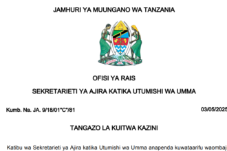 Majina Ya Walioitwa Kazini Utumishi Mei 2025