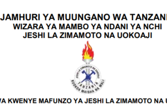 PDF ya Majina Walioitwa Kwenye Mafunzo Ya Jeshi La Zimamoto Na Uokoaji MAY 2025