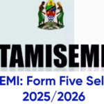 TAMISEMI: Form Five Selection 2025/2026