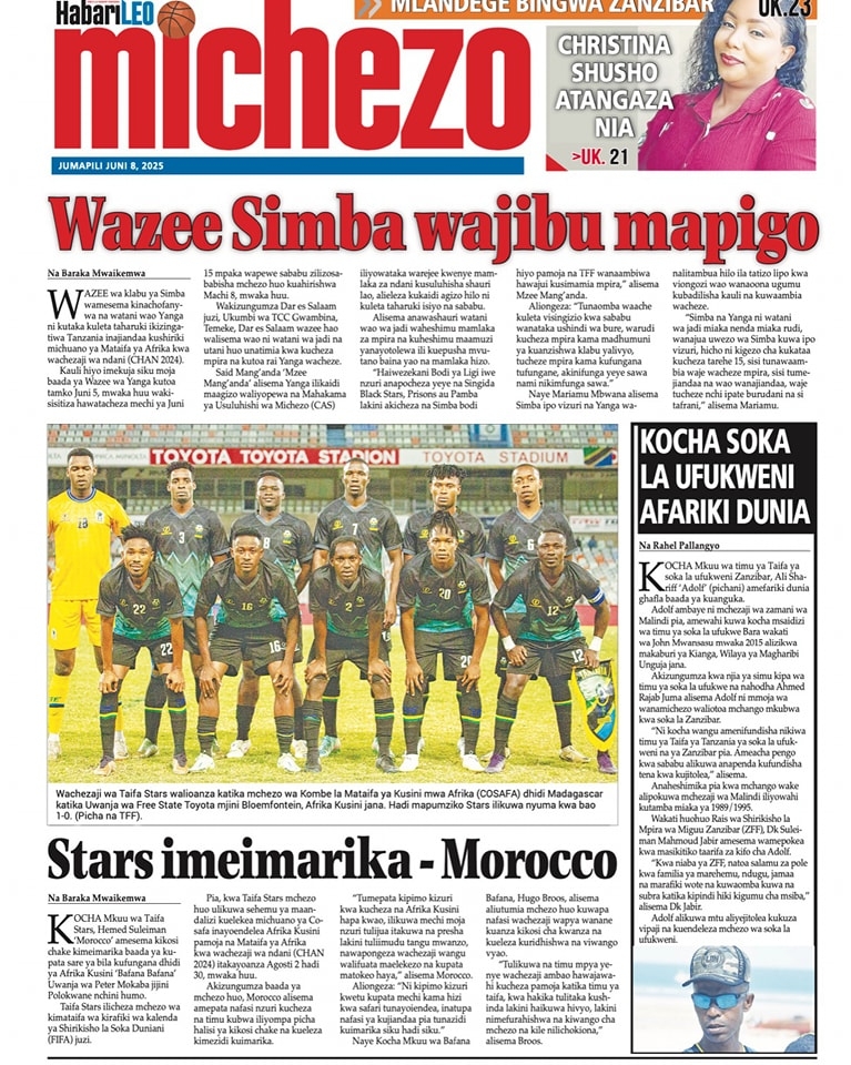 MAGAZETI ya Leo Jumapili 08 June 2025