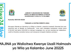 MAJINA ya Walioitwa Kwenye Usaili Halmashauri ya Wila ya Kalambo