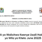 MAJINA ya Walioitwa Kwenye Usaili Halmashauri ya Wila ya Kiteto