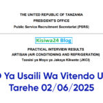 MATOKEO Ya Usaili Wa Vitendo Uliofanyika Tarehe 02 June 2025