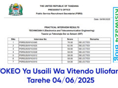 MATOKEO Ya Usaili Wa Vitendo Uliofanyika Tarehe 04/06/2025