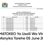 MATOKEO Ya Usaili Wa Vitendo Uliofanyika Tarehe 05 June 2025