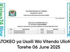 MATOKEO ya Usaili Wa Vitendo Uliofanyika Tarehe 06 June 2025