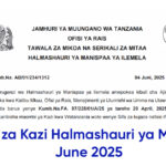 NAFASI za Kazi Halmashauri ya Manispaa ya llemela June 2025