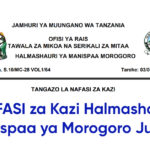 NAFASI za Kazi Halmashauri ya Manispaa ya Morogoro June 2025