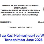 NAFASI 10 za Kazi Halmashauri ya Wilaya ya Tandahimba June 2025