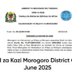 NAFASI za Kazi Morogoro District Council June 2025