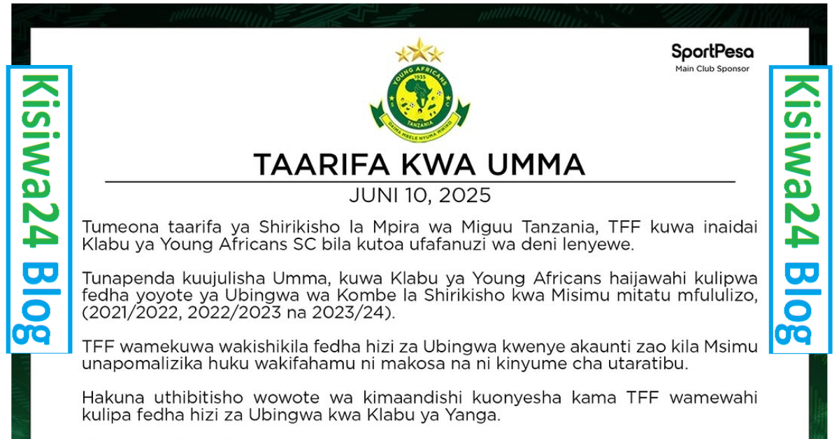 Yanga Hatujawai Lipwa Misimu 3 na Hatuna Taarifa ya Kudaiwa TFF