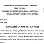 NAFASI za Kazi Halmashauri ya Wilaya ya Momba July 2025