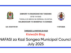 NAFASI za Kazi Songea Municipal Council July 2025 NAFASI za Kazi Songea Municipal Council July 2025