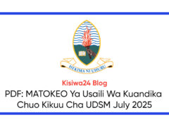 PDF: MATOKEO Ya Usaili Wa Kuandika Chuo Kikuu Cha UDSM July 2025