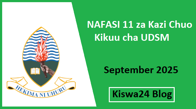 NAFASI 11 za Kazi Chuo Kikuu cha UDSM September 2025