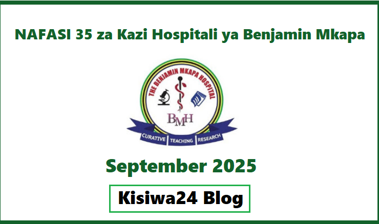 NAFASI 35 za Kazi Hospitali ya Benjamin Mkapa (BMH) September 2025