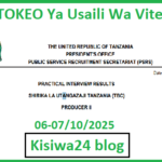 MATOKEO Ya Usaili Wa Vitendo Uliofanyika Tarehe 06-07/10/2025