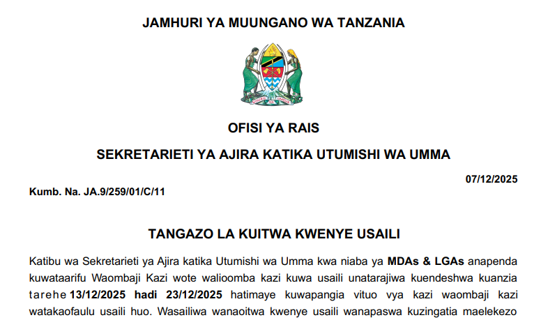 Walioitwa kwenye Usaili MDAs & LGAs Majina ya Nyongeza Walioitwa kwenye Usaili MDAs & LGAs Majina ya Nyongeza